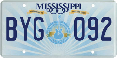 MS license plate BYG092