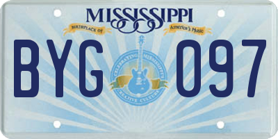 MS license plate BYG097