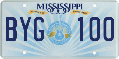MS license plate BYG100