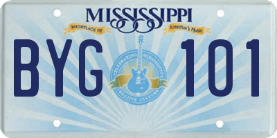 MS license plate BYG101