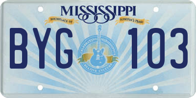 MS license plate BYG103