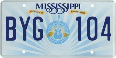 MS license plate BYG104