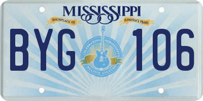 MS license plate BYG106