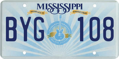 MS license plate BYG108