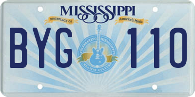 MS license plate BYG110