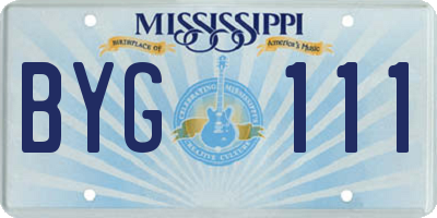 MS license plate BYG111