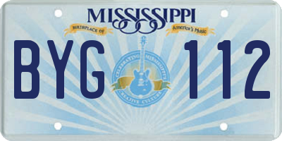 MS license plate BYG112