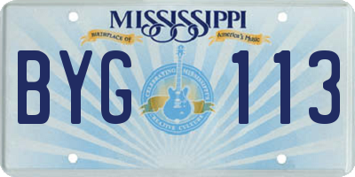 MS license plate BYG113
