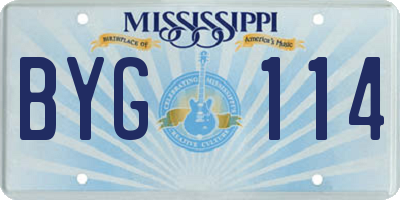 MS license plate BYG114