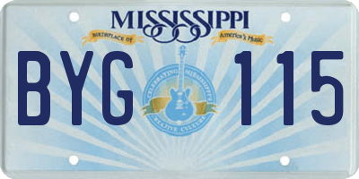MS license plate BYG115