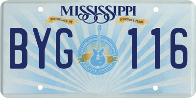 MS license plate BYG116