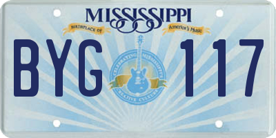 MS license plate BYG117