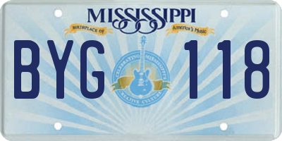 MS license plate BYG118