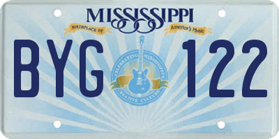 MS license plate BYG122