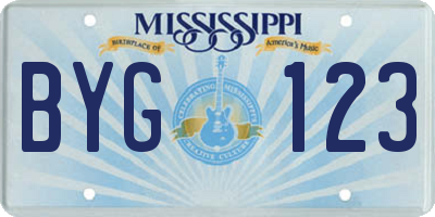 MS license plate BYG123