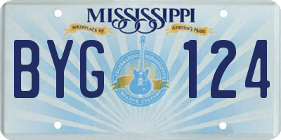 MS license plate BYG124