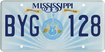 MS license plate BYG128