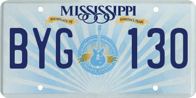 MS license plate BYG130