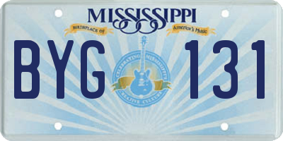 MS license plate BYG131
