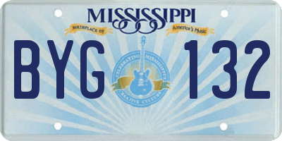MS license plate BYG132