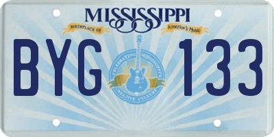 MS license plate BYG133