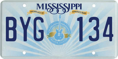 MS license plate BYG134