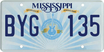 MS license plate BYG135