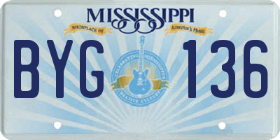 MS license plate BYG136