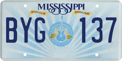 MS license plate BYG137