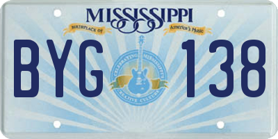 MS license plate BYG138