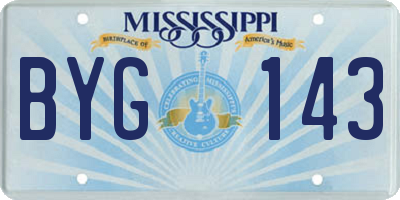 MS license plate BYG143