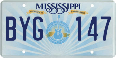MS license plate BYG147