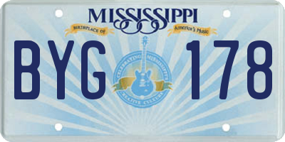 MS license plate BYG178