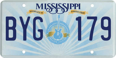 MS license plate BYG179