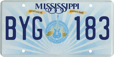 MS license plate BYG183