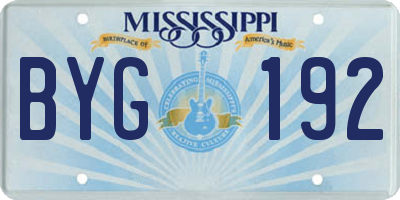 MS license plate BYG192
