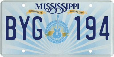 MS license plate BYG194