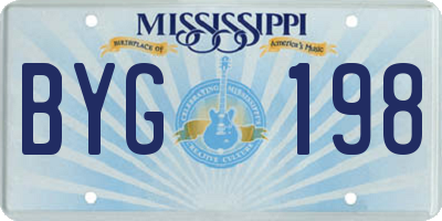 MS license plate BYG198