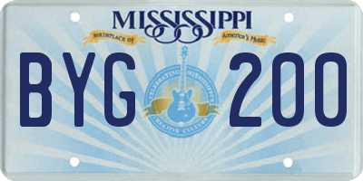 MS license plate BYG200