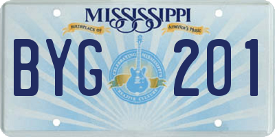 MS license plate BYG201