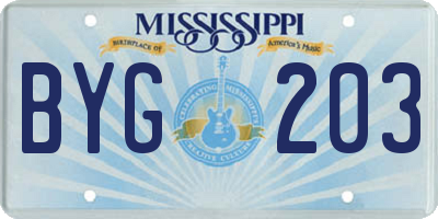 MS license plate BYG203