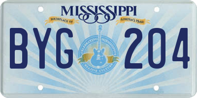 MS license plate BYG204