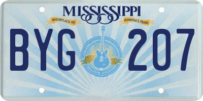 MS license plate BYG207