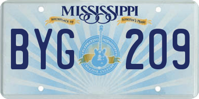 MS license plate BYG209