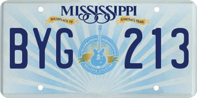 MS license plate BYG213
