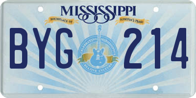 MS license plate BYG214
