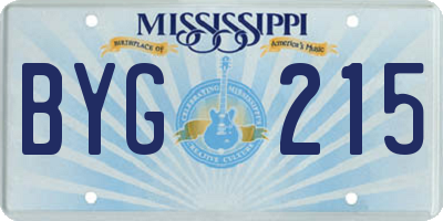 MS license plate BYG215