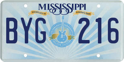 MS license plate BYG216