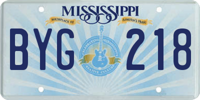 MS license plate BYG218