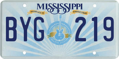 MS license plate BYG219